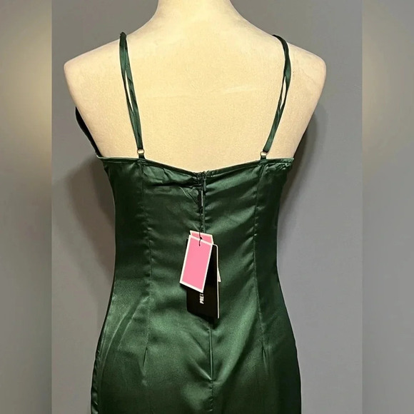 Emerald Green Strappy Satin Cowl Midi Dress size 4 adjustable straps slip dress - Picture 6 of 14